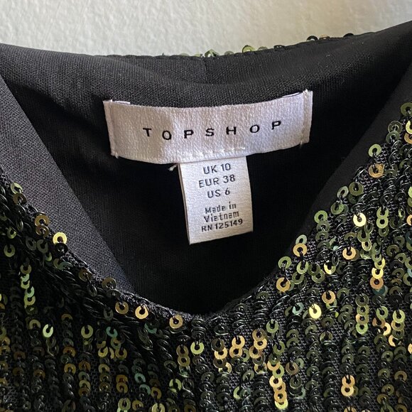Topshop Green Sequin Dress, Size 6 - Picture 3 of 10